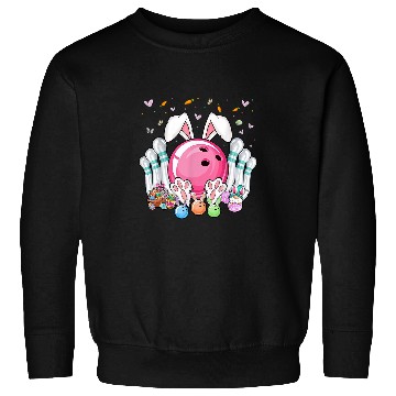 Discover Sport Bowling Ball Easter Day Easter Bunny Bowling Sweatshirts