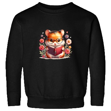 Discover Book Fun Cute Hamster Reading Book Reader Bookworm Graphic Sweatshirts