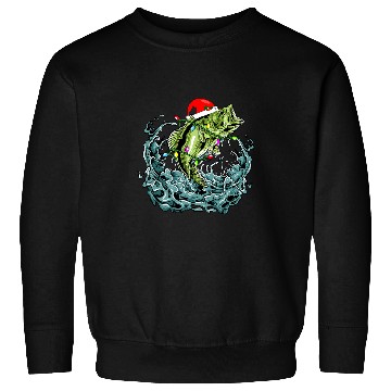 Discover Fishing Fun Santa Bass Fishing Christmas For Men Funny Fishermen xmass Sweatshirts