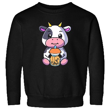 Discover Cow Pet Bubble Milk Tea Cow Cute Cow Drinking Boba Milk Tea 01 Sweatshirts