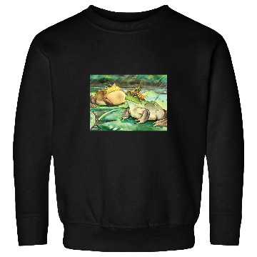 Discover Frog Pet Cottagecore Frog Lotus Pond Watercolor Toad Frog Lovers Sweatshirts
