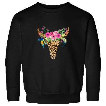 Discover Cow Pet BOHO Cow Bull Skull Leopard Gift For Cattle Lover Sweatshirts