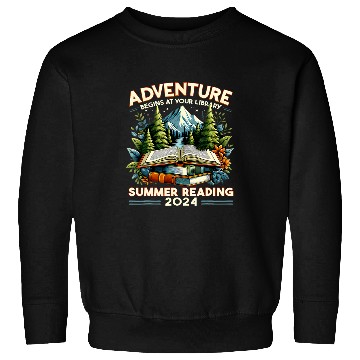 Discover Book Fun Adventure Begins At Your Library Reading Book Summer Sweatshirts