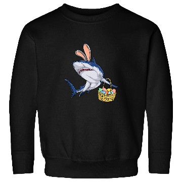 Discover Shark Pet with Easter Basket and Bunny Ears Happy Easter Sweatshirts