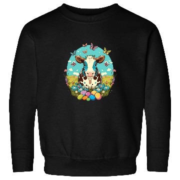 Discover Cow Pet Easter Cattle Bunny Eggs on Easter Cow Sweatshirts
