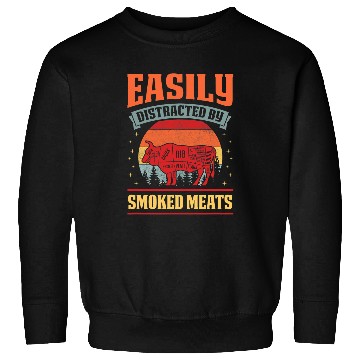 Discover Cow Pet Easily Distracted By Smoked Meats Grill Dad Beef Cow Sweatshirts