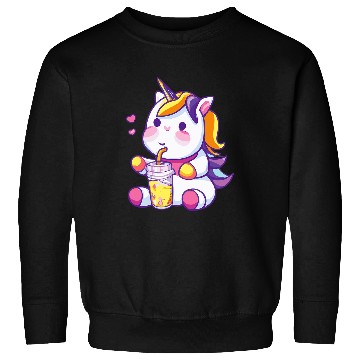 Discover Unicorn Pet Drinking Boba Tea Bubble Tea Cute Sweatshirts