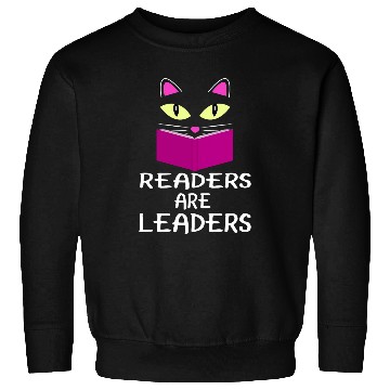 Discover Book Fun Cute Kitty Cat Face Readers Are Leaders Sweatshirts