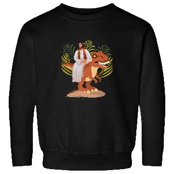 Discover Dinosaur Pet Funny Jesus sitting on Trex Cool Sweatshirts