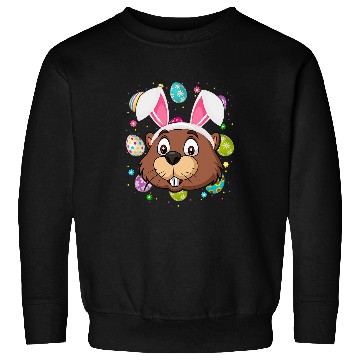 Discover Beaver Pet Funny Easter Egg Lover Bunny Ear Beaver Face Easter Sunday Sweatshirts
