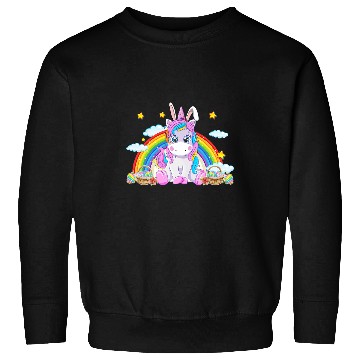 Discover Unicorn Pet Kids Unicorn Bunny Happy Easter Rainbow Unicorn Girl Sweatshirts