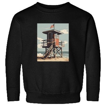 Discover vintages Lifeguard Tower 2Beach Graphic Sweatshirts