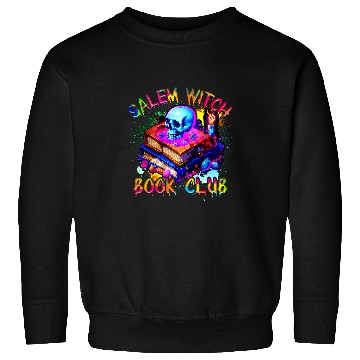Discover Book Fun Retro Salem Witch Book Club Skeletons Book Lovers Halloween Sweatshirts