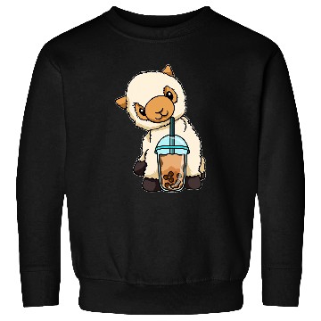 Discover Llama Pet Drinking Bubble Tea Cute Animals With Boba Tea Sweatshirts