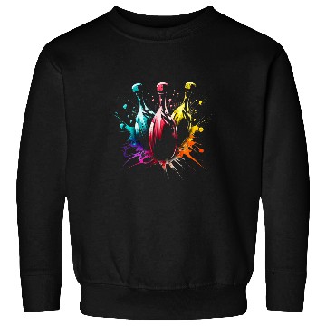 Discover Sport Bowling Skittles Splash Art Bowler Retro Bowling Cone Sweatshirts