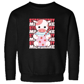 Discover Cow Pet Strawberry Milkshake Cute Kawaii Strawberry Cow 012 Sweatshirts