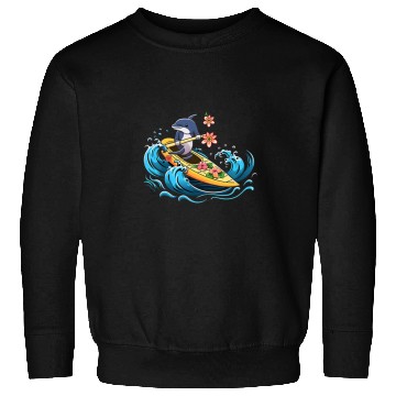 Discover Dolphin Pet Kayaking Dolphin Kawaii Kayaker Kayak Canoe Canoeing Sweatshirts
