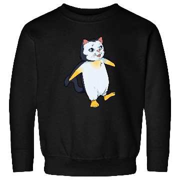 Discover Penguin Pet Funny penguin illustration with a cat face on it Sweatshirts