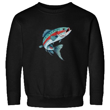 Discover Fishing Fun Rainbow Trout Fishing Retro Sweatshirts