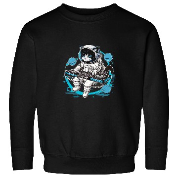 Discover Astronaut Job outer dj electronic beats of house funny space cat 01 Sweatshirts