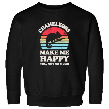 Discover Chameleon Pet Make Me Happy Funny Lizard Reptile Lover Retro Sweatshirts