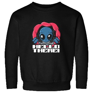 Discover Aliens UFO Hello There UFO Believer Funny Space Area 51 Alien Face Sweatshirts