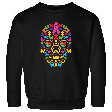 Discover Autism Puzzle Sugar Skull Halloween Sweatshirts