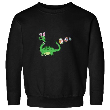 Discover Dinosaur Pet Bunny Ears Easter Egg Hunting Brontosaurus Spring Sweatshirts