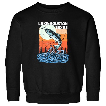 Discover Fishing Fun Summer Retro Sunset Texas Houston Lake5 Sweatshirts