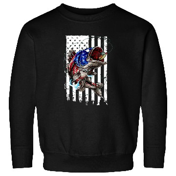 Discover Fishing Fun Bass Fish American Flag 75 Sweatshirts