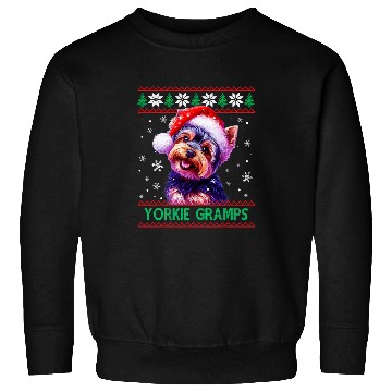 Discover Yorkshire Pet Yorkie Gramps Santa Hat Yorkshire Terrier Ugly Christmas Sweatshirts