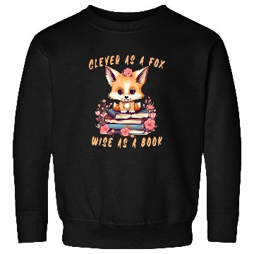 Discover Book Fun Fox Cute Cottagecore Floral Books for Girls and Women Sweatshirts