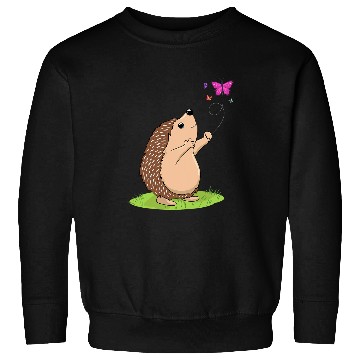 Discover Hedgehog Pet and Butterfly Art Funny Hedgehogs Owner Sweatshirts