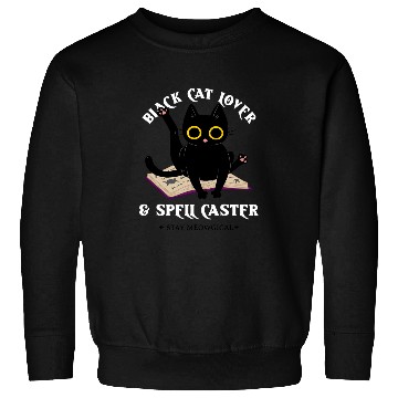 Discover Book Fun Black Cat on Magic Spell Book Wiccan Pagan Reader Sweatshirts