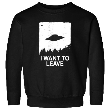 Discover Aliens UFO I Want To Leave Distressed Simple Silhouette Alien UFO Sweatshirts