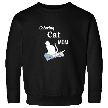 Discover Book Fun Cat Mom Adult Coloring Sitting on Book Funny Tee Sweatshirts