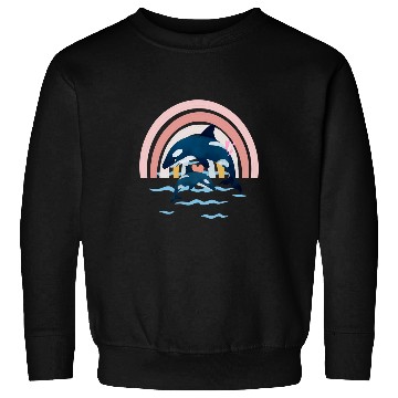 Discover Whale Pet Killer Orca Whale Family Jumping Rainbow Funny 9 Sweatshirts