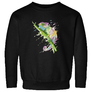 Discover Chameleon Pet Watercolor Chameleon Lizard Chamaeleon Herpetology Sweatshirts