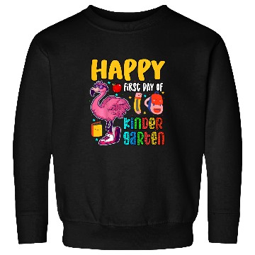Discover Flamingo Pet Kids Funny Happy First Day Of Kindergarten Kinder Pink Sweatshirts