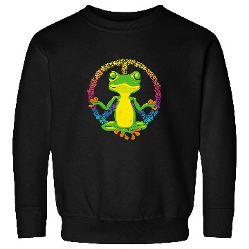 Discover Frog Pet Peace Sign Yoga Frogs Cool Peace Frog Tie Dye Sweatshirts