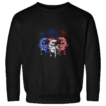 Discover Dinosaur Pet Red White Blue T rexs Dinosaur Firework 4th Of July Patriotic Sweatshirts