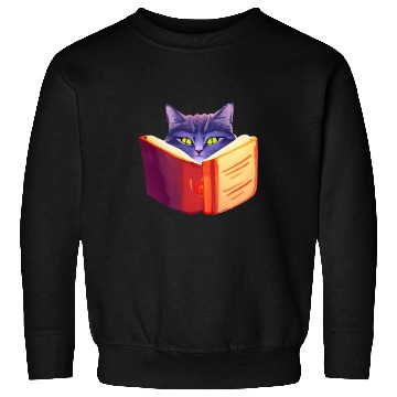Discover Book Fun Cat Reads Book Maine Coon Cat Holder Persian Cat Sweatshirts