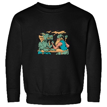 Discover Dragon Pet And Wizard Fantasy Arm Wrestling Sweatshirts