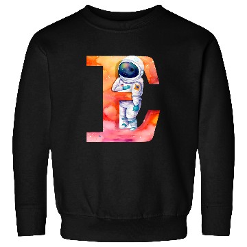 Discover Space Astronaut Letter E Name Monogram Initial Galaxy Planet Sweatshirts