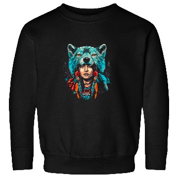 Discover Coyote Mammal Woman wolfs Head Native American Warrior Tradition Sweatshirts