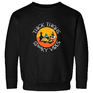 Discover Book Fun Thick Thighs Spooky Vibes Spell Book and Potions Sweatshirts