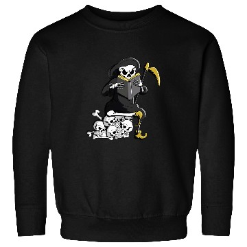 Discover Book Fun Grim Reaper Reading Dark Humor Literature Sweatshirts