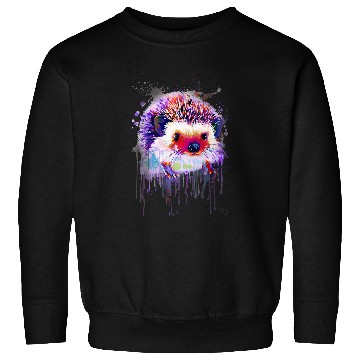 Discover Hedgehog Pet Face Hand Drawn Water Color Splash Art Colorful Pet Sweatshirts