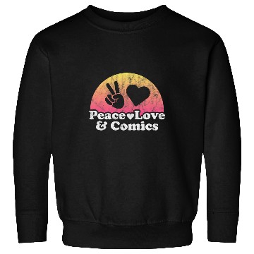 Discover Book Fun Peace Love and Comics Comic Sweatshirts