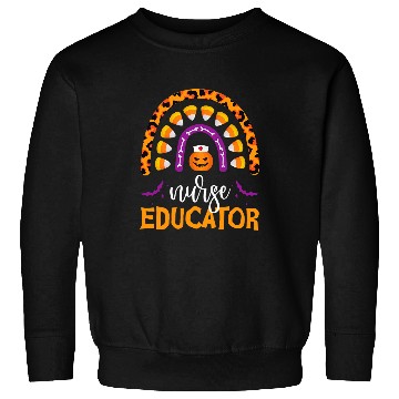 Discover nurses Job Educator Rainbow Leopard Halloween Pumpkin Candy Corn Sweatshirts